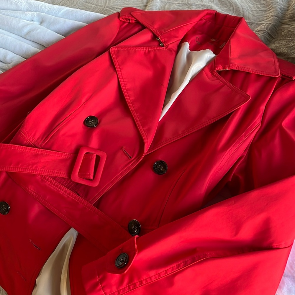 Red Calvin Klein Trench Coat - NWOT